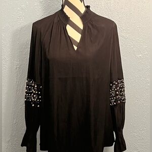Chico’s Black Blouse with Studded Sleeve